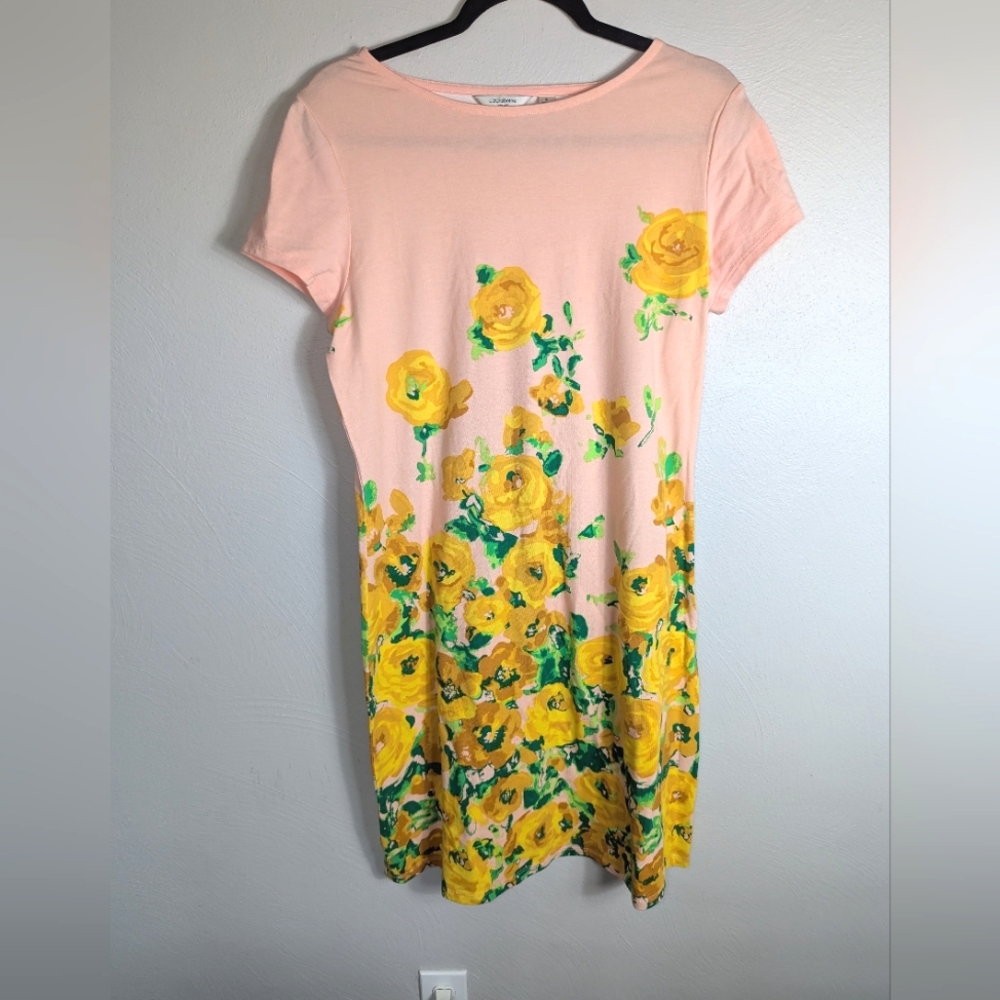 S Liz Claiborne Pink Floral Print Shirt Dress